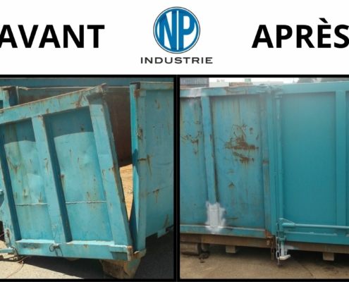 Avant / après d'une réparation de bennes de recyclage