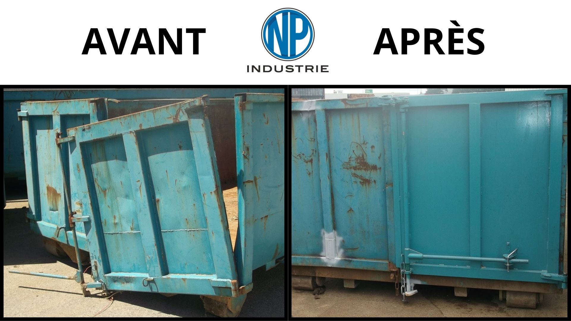 Avant / après d'une réparation de bennes de recyclage